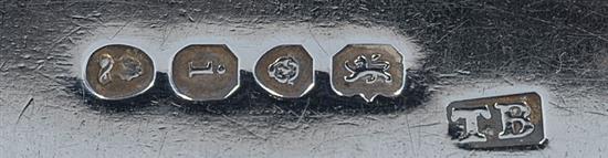 A large George III silver basting spoon, Length 12 ½”/314mm Weight: 5.2oz/147grms
